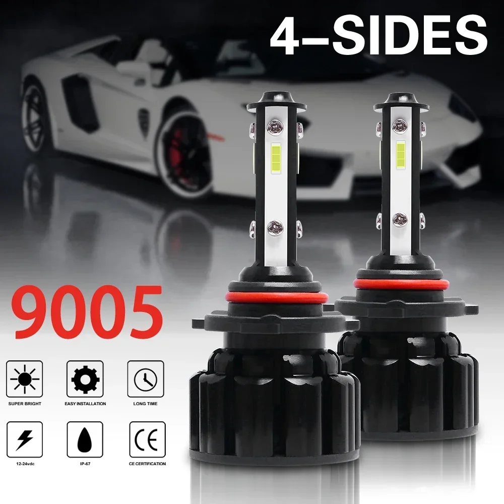 

HB3 6500K 9005 LED Headlight Bulbs 80w H4 H7 H11 H13 LED Car Headlights 4 Side Lights 5202 9007 HB3 9006 COB Bulb Fog Light