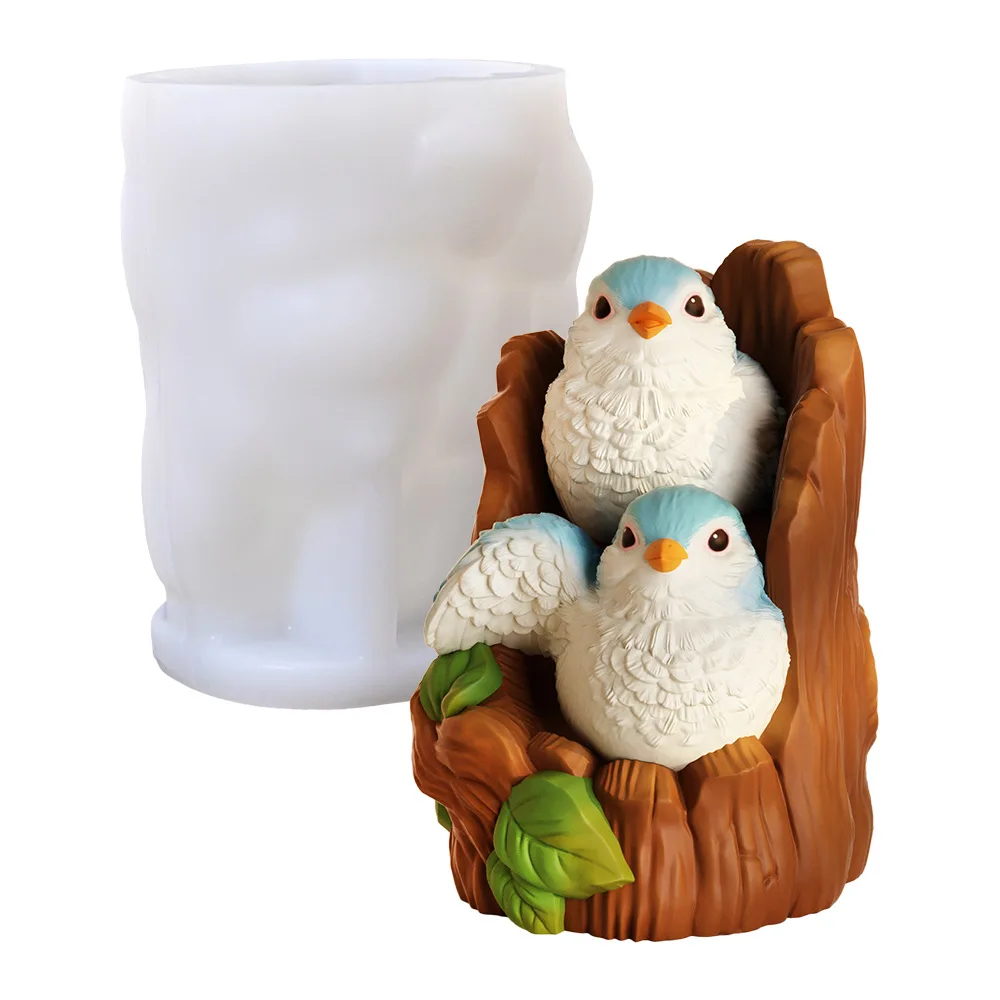 

Creative 3D Three-dimensional Bird Stump Candle Silicone Mold Diy Handmade Plaster Epoxy Resin Mold Home Decoration