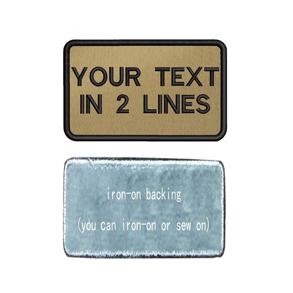 8x5cm Khaki Background Embroidery Custom Name Patch Stripes Badge Iron On Or  Patches