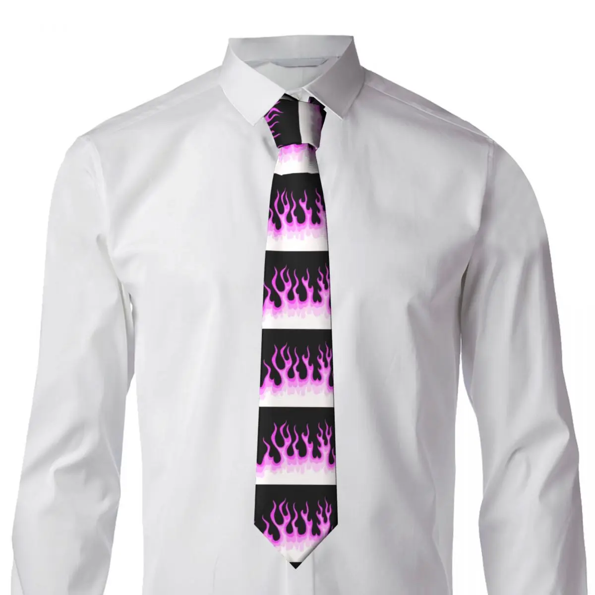 Pink Hot Fire Racing Flames Necktie Mens Customized Silk Neck Ties for Party