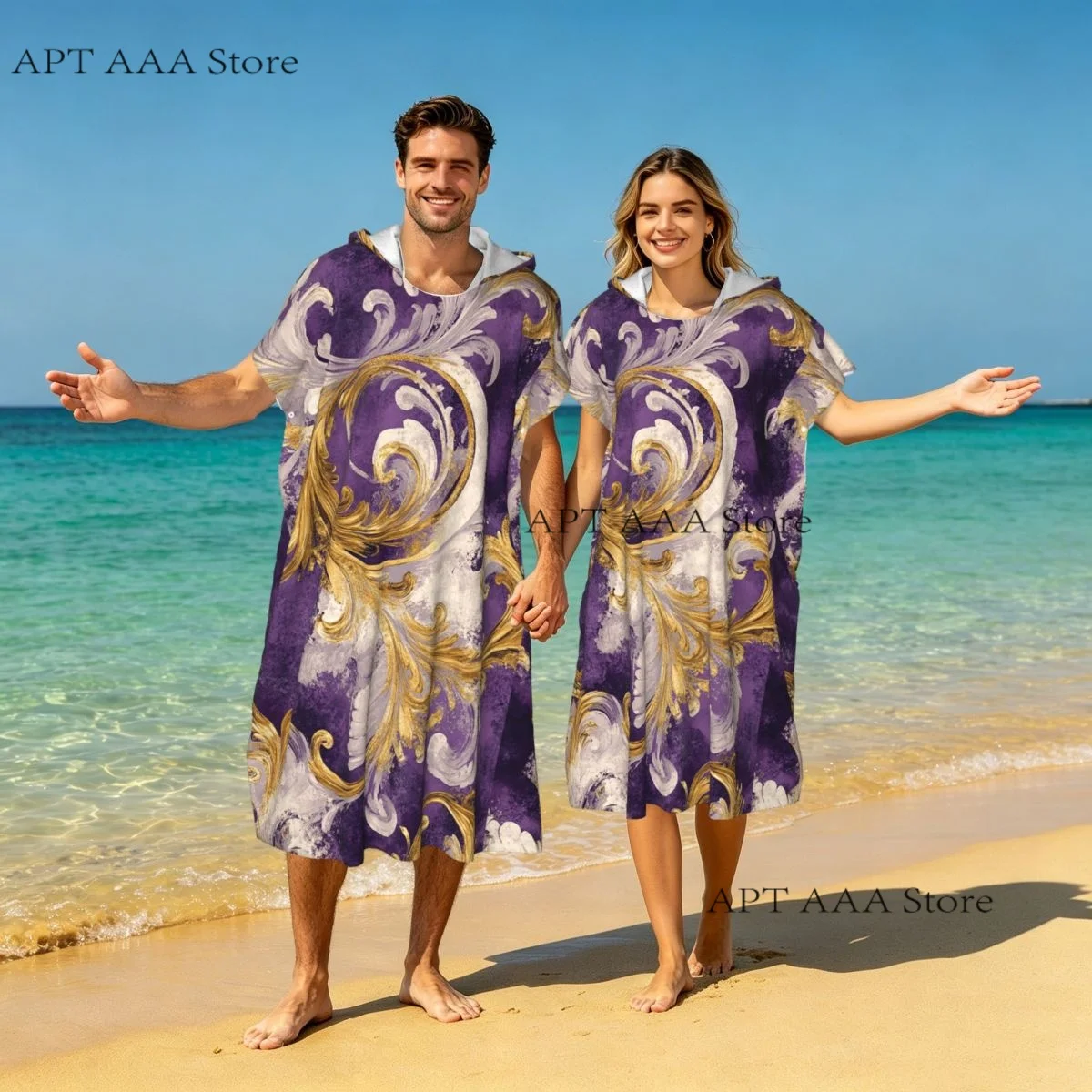Quick-Drying Towel Purple Gold Rug Microfibre Beach Towel with Hood Beach Blanket Bath Towels