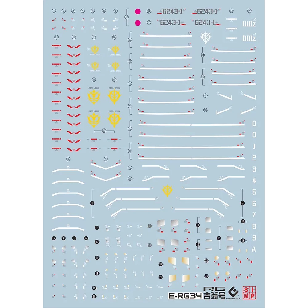 Decalque de Água EVO para 1:144 RG Zeong Modelo, Materiais Auxiliares, Decalques de Alta Precisão, Modelo de Plástico