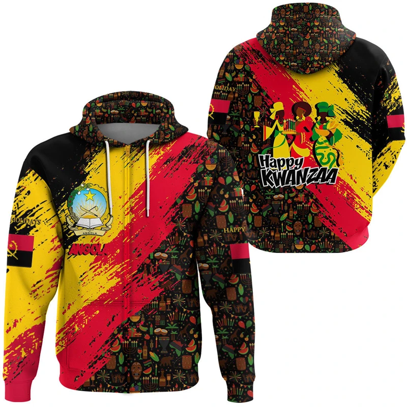 

Angola Map Africa Country Graphic Pullovers Angolan National Emblem 3D Print Men Women Street Fashion Casual Zipper Hoodies Coat