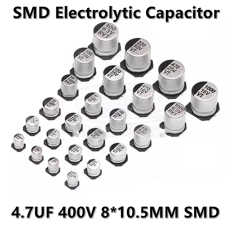 (10pcs) 4.7UF 400V 8*10.5MM SMD Electrolytic Capacitor