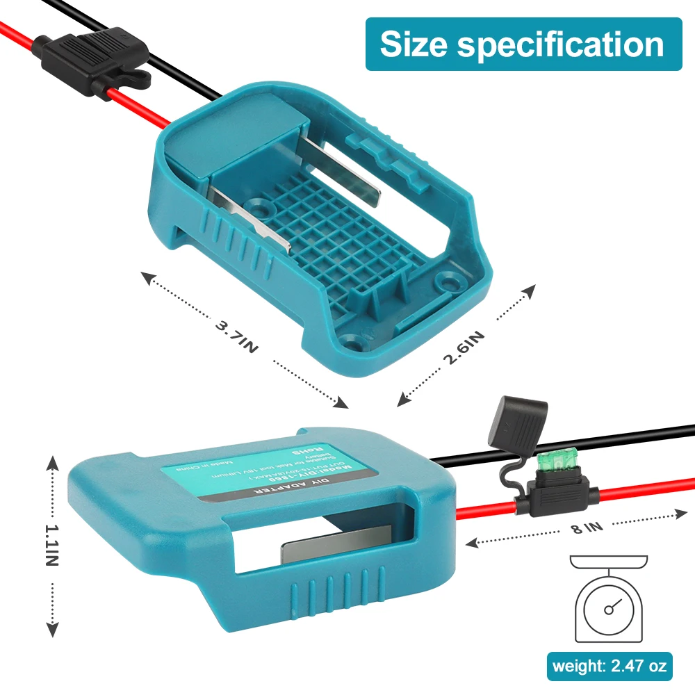 DIY adaptor for Makita 18V to to dock power for Dewalt 18V 20V  for Milwaukee 18V battery  for toys  Bult-in switch and fuse etc 