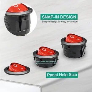 Red Red Led Balancim Switch from the boat, DIY domestic replacement, kcd1, turned on and off, 3 pins, 2 SNAP positions, 20a, 12v, 8pcs 10 Main Sales Selector Switch - №3