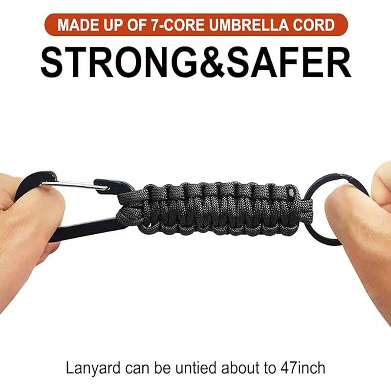 Umbrella Rope Keychain with Hook and Loop Buckle for Camouflage Keychain Knife  Flashlight  Outdoor Camping Backpack