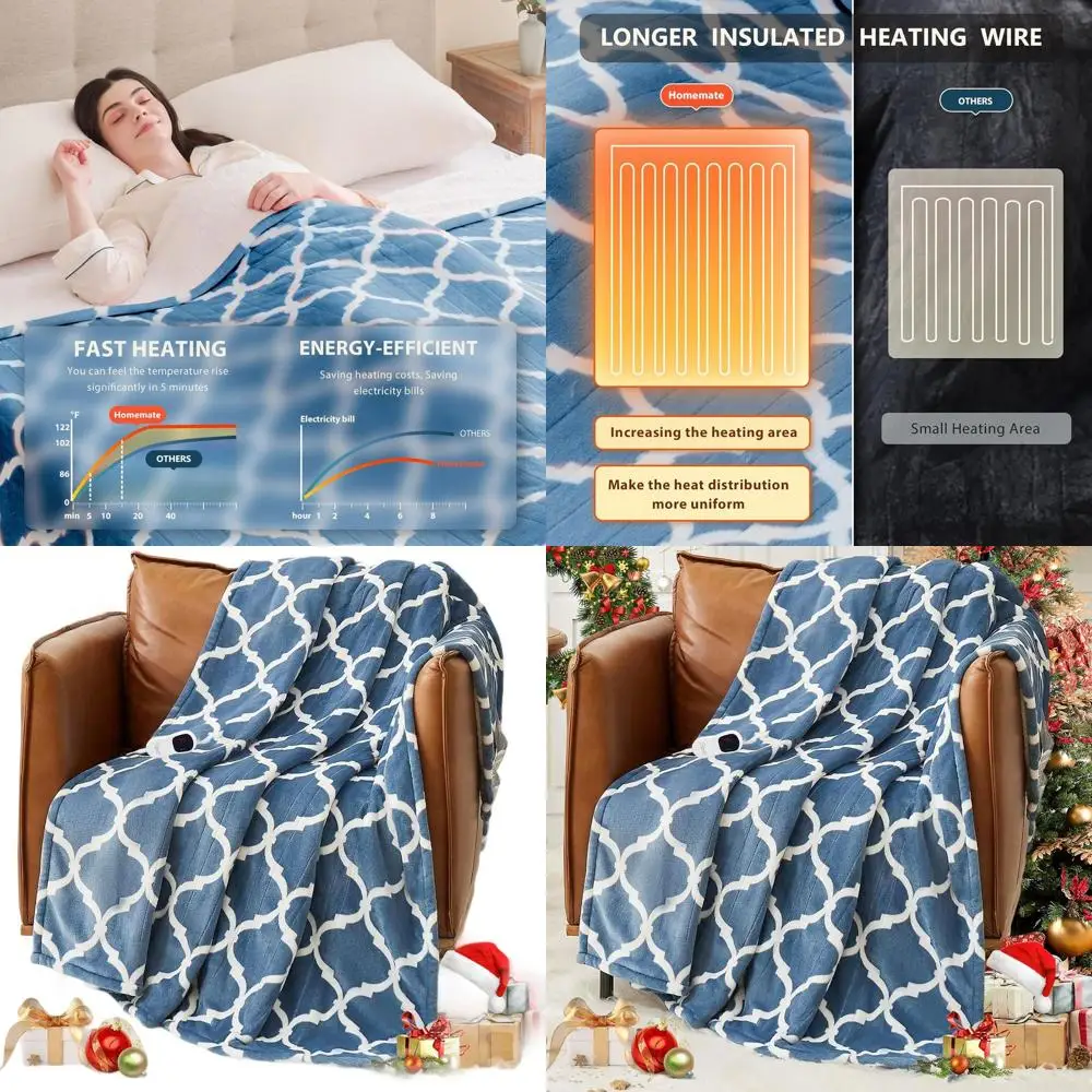 

Electric Heated Blanket Queen - 84x90, 10 Heat Settings, 8-Hour Auto Shut-Off, Soft Flannel, Overheat Protection, ETL Certified