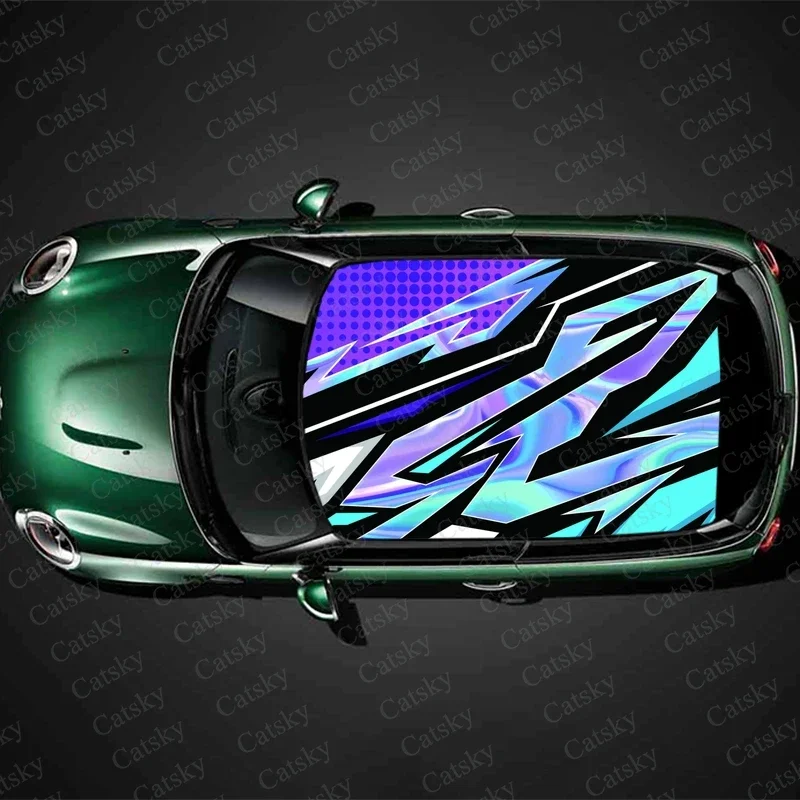 

Irregular Lightning Print Car Roof Sticker Wrap Racing SUV Auto Accessories Packaging Painted PVC Car Hood Graphic Decal Decor