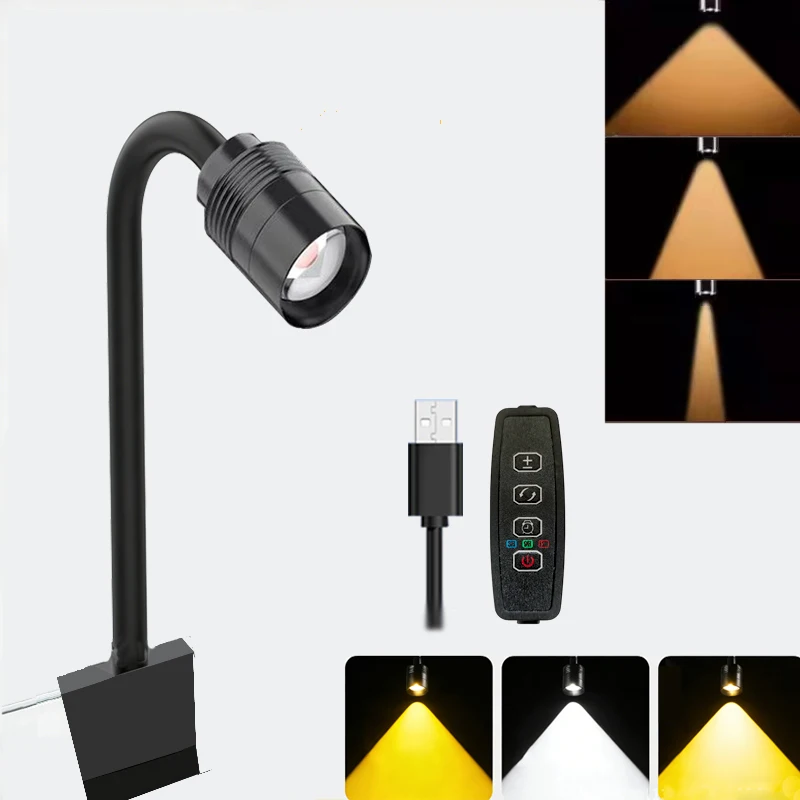 Holofote para aquário sul-americano, 3w, 3 cores, temporizador de ciclo regulável, zoom, lâmpada led para tanque de peixes, decoração aquascape, iluminação de foco