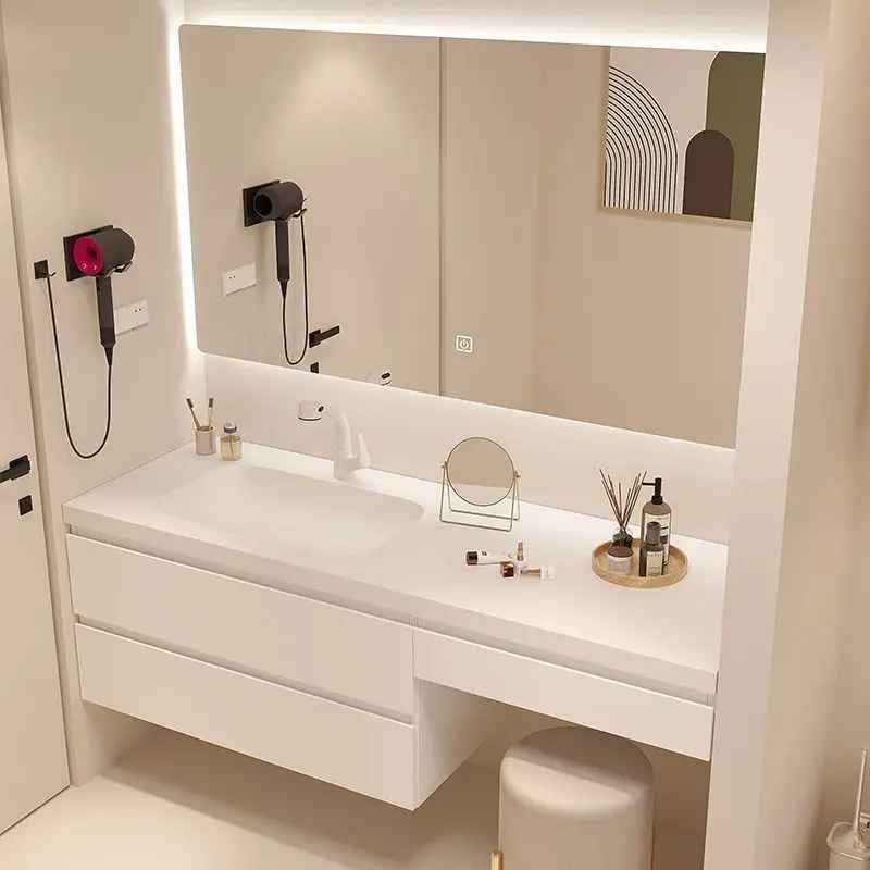 

Simple integrated basin dresser rock slab bathroom cabinet combination washstand