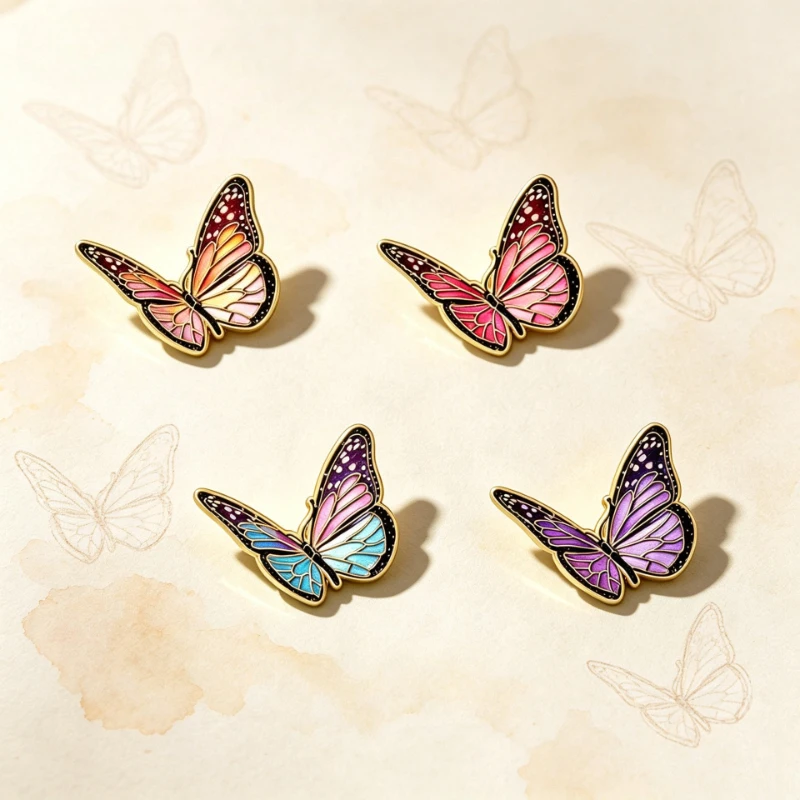 New Style Vintage Butterfly Brooch Multicolor Elegant Outfit Backpack Badge Accessories Zinc Alloy Pin for Gift DIY Clothing Hat