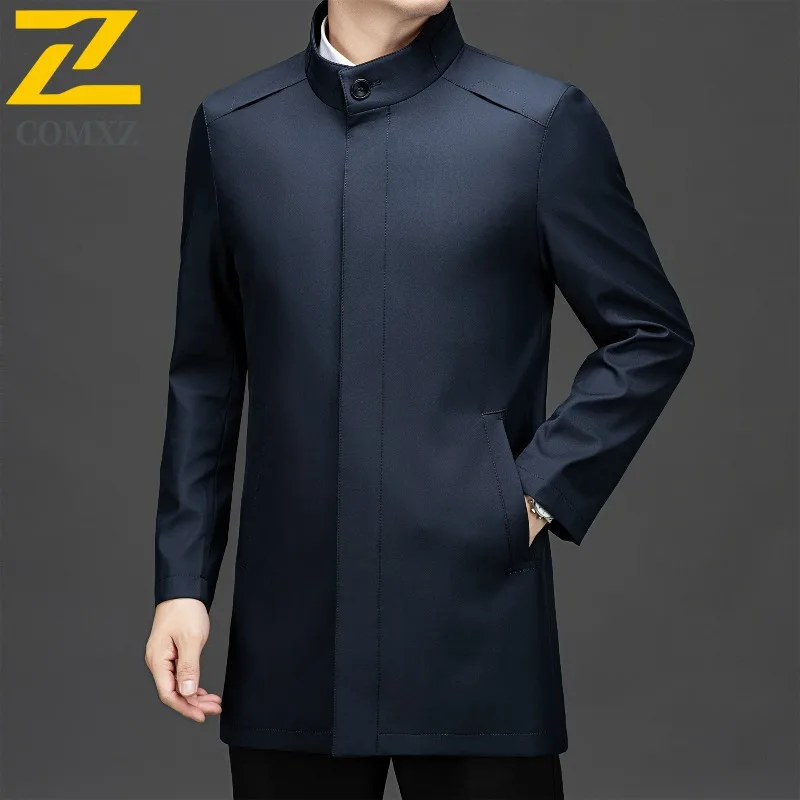Stand Collar Trench Coat Men 2025 Autumn Light Luxury Premium Anti