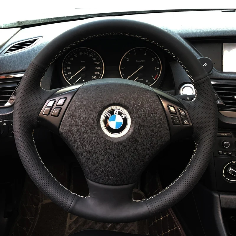 

Hand Sewing Car Steering Wheel Cover Braid for BMW E90 320 318i 320i 325i 330i 320d X1 328xi Genuine Leather Car Accessories