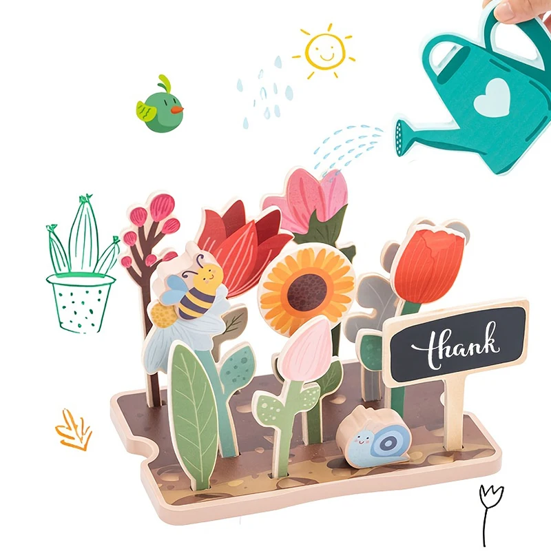 Set da giardino segreto per bambina: giocattolo da giardinaggio in legno per piantare fiori simulati per bambini, adatto come regalo di compleanno