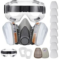 26in1 Gas Mask 6200 Half Face Respirator Gas Mask with Anti-Fog Safety Glasses Multi-Filter Protection for Painting, Welding
