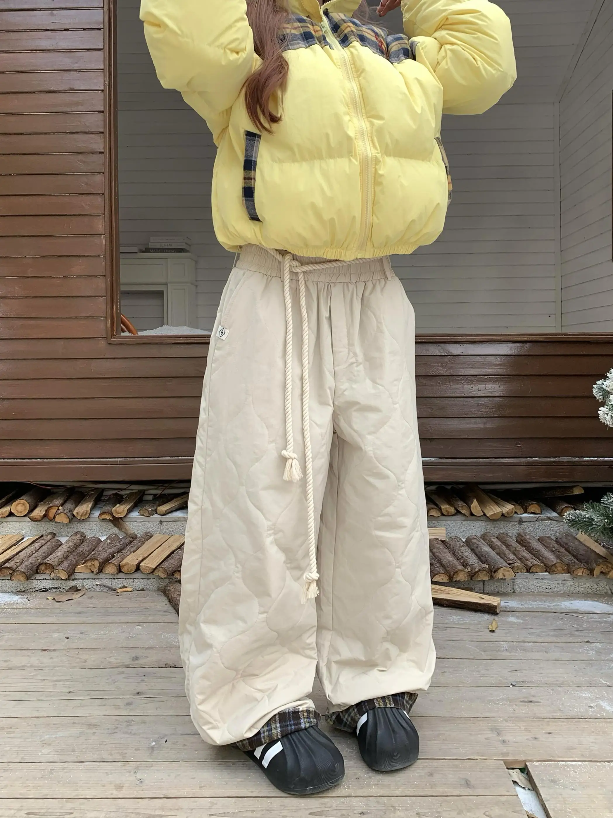 

ZHL Studio Thiened хлопковые лыжные брюки мужские свободные удобные повседневные брюки ветрозащитные теплые длинные брюки ретро американский сле