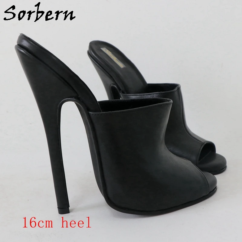 Sorbern 16Cm sandały z prawdziwej skóry kobiety szpilki wysokie obcasy Peep Toe Mule sandały na platformie wsuwane na niestandardowe kolory