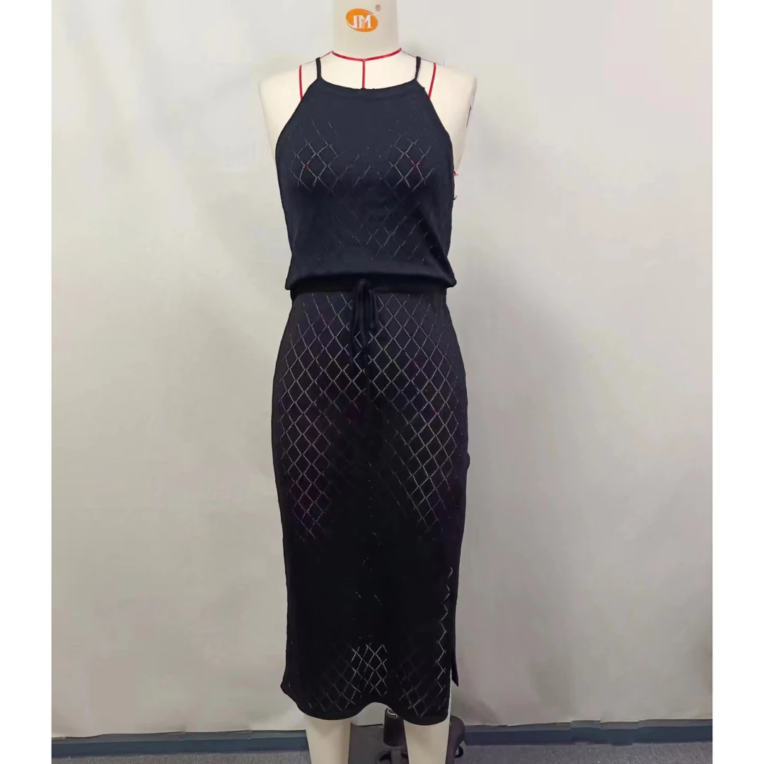 Rückenfreie, hoch geschnittene, gehäkelte, gestrickte Tunika, Strand-Cover-up, Strandkleid, Strandbekleidung, Damenmode V5753 – Detail 10