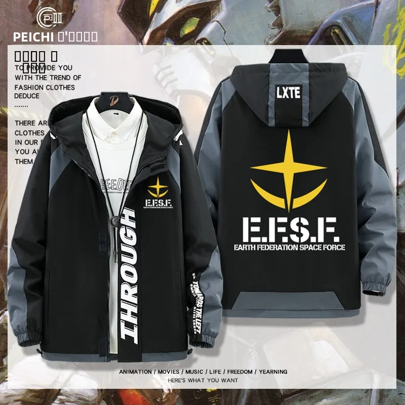 

Eff Earth Federation Anheime Мужская осенне-зимняя куртка с капюшоном, из полиэстера, с длинными рукавами, свободного кроя