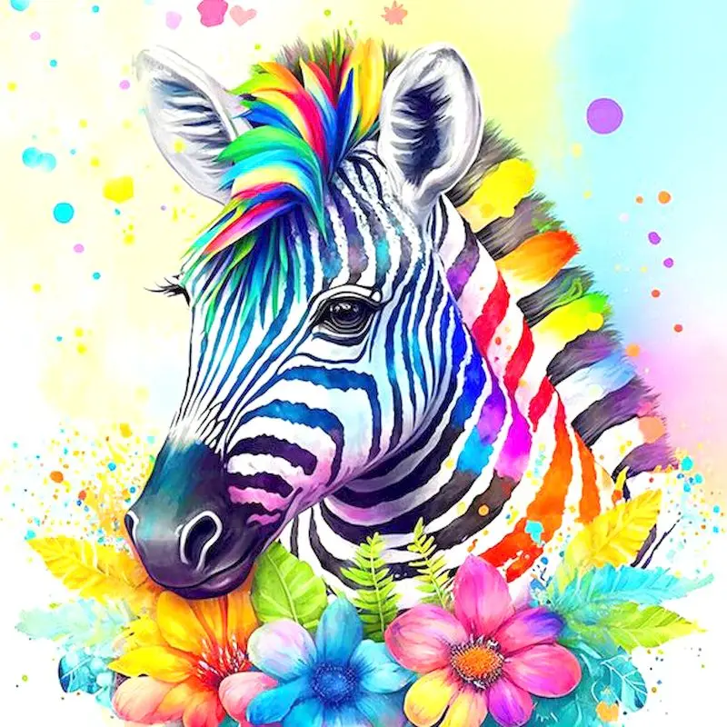 

RUOPOTY Diy Painting By Numbers Colorful Zebra Flower Frame Acrylic Paint With Numbers Animals Picture Handicrafts For Home Deco