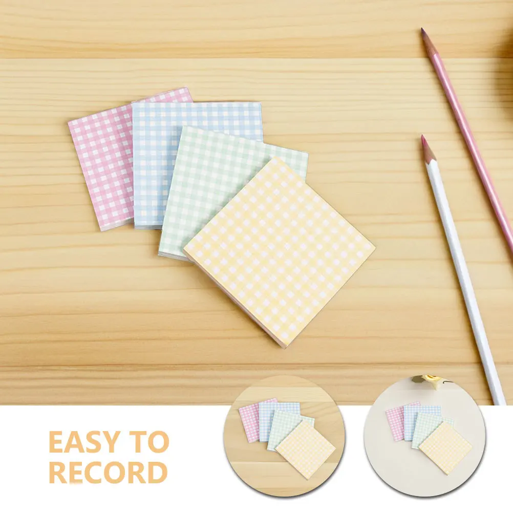 8Pcs Tearable Sticky Memo Pads Square Grid Adhesive Notes Cute Writing Pads Meeting Office Classroom School Supplies
