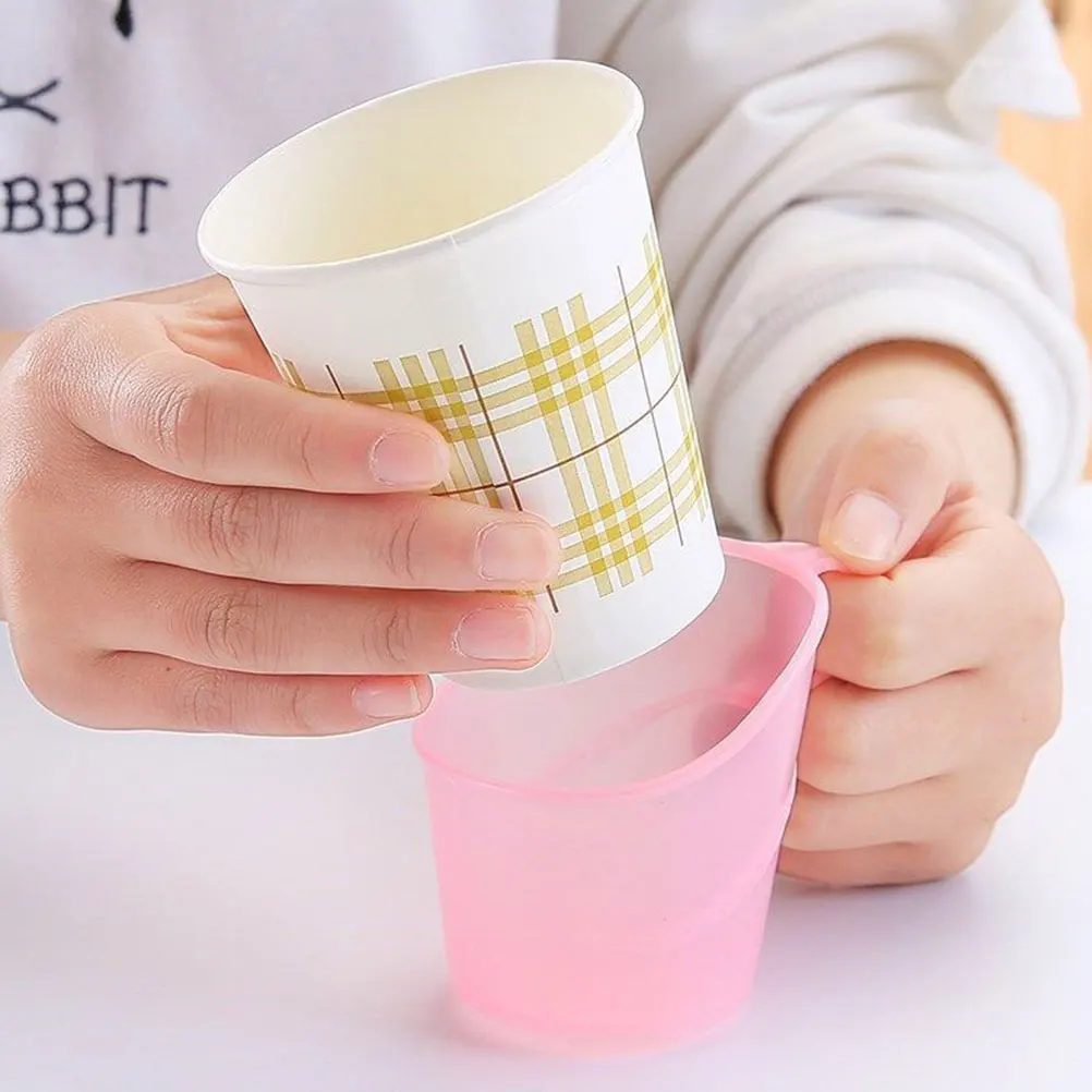 

10pcs Anti-Scald Paper Holders Disposable Cup Holder Heat-Resistant Creative Design Convenient Multifunctional Household Office