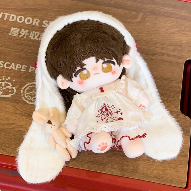 ชุดนอนกระต่ายหูยาวขนฟูน่ารัก ขนาด 10 ซม. 20 ซม. ทำจากผ้าฝ้าย สำหรับตุ๊กตา ชุดเดรส ของเล่นแต่งตัว สำหรับตกแต่งเสื้อผ้าตุ๊กตา