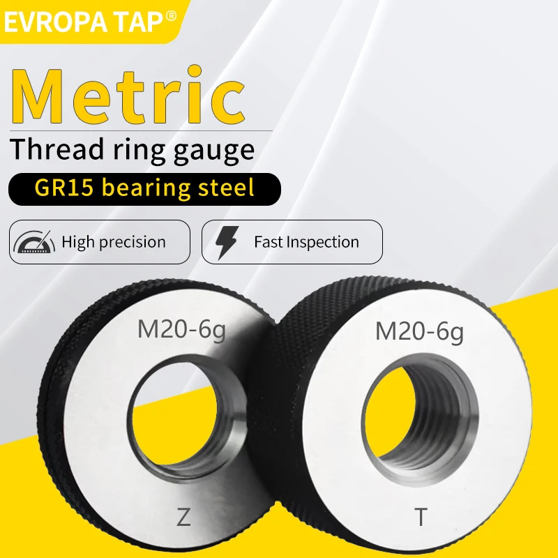 

Комплект калибровочных колец EVROPA TAP 1SET (1*GO+1*NOGO) M25-M27, нестандартные метрические, с мелкой резьбой, точность 6g, для измерения M25, M26, M27 X 0.5-3