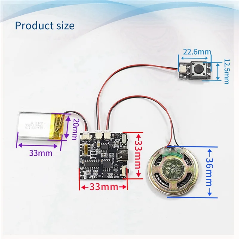 GC06 Recordable Sound Module Recording Greeting Card Christmas Birthday Card Music Cover Wall MP3 Download Voice Module