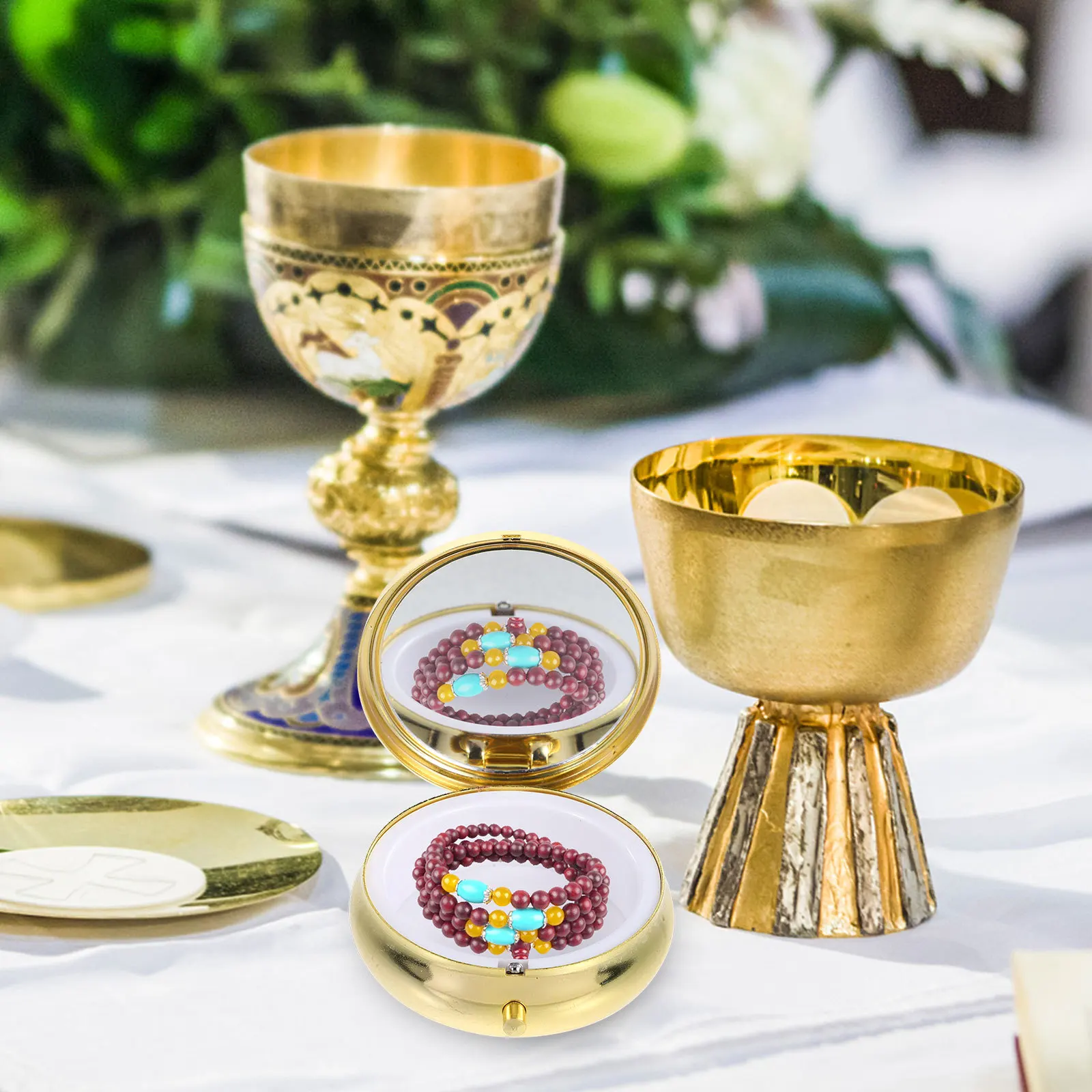 

Compact Jewelry Case Organizer Small Metal Box for Necklaces Bracelets Women