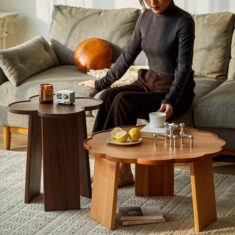 Mesas de centro de pétalos japonesas, mesa central Vintage para sala de estar, escritorio de libros multifuncional, almacenamiento combinado, muebles para el hogar