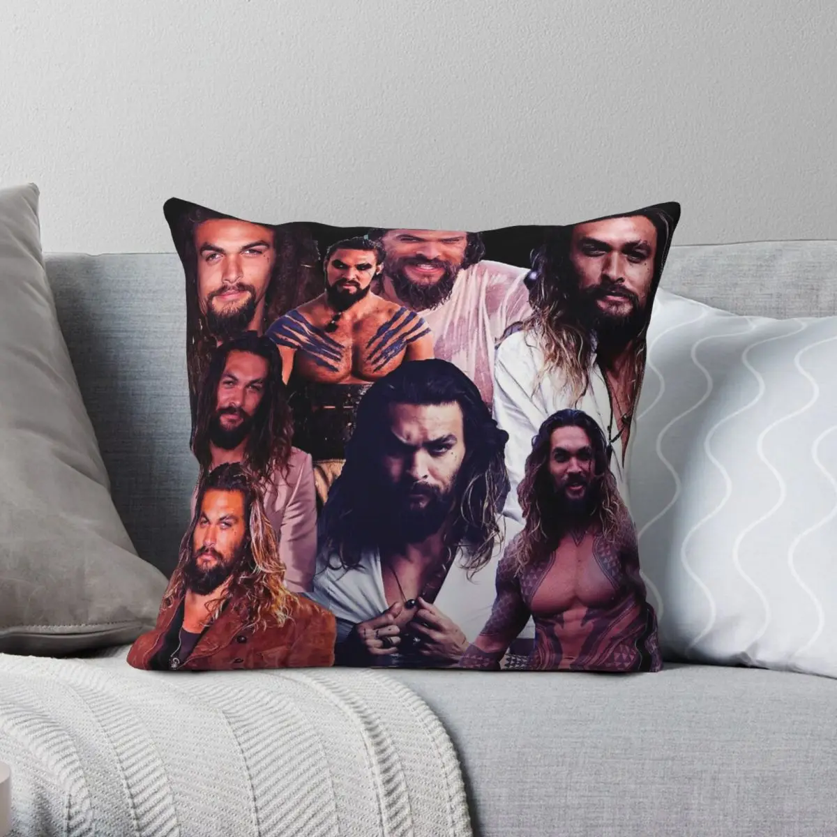 Jason Momoa Collage Square Pillowcase Polyester Linen Velvet Pattern Decor Throw Pillow Case Home Cushion Cover Wholesale 45x45