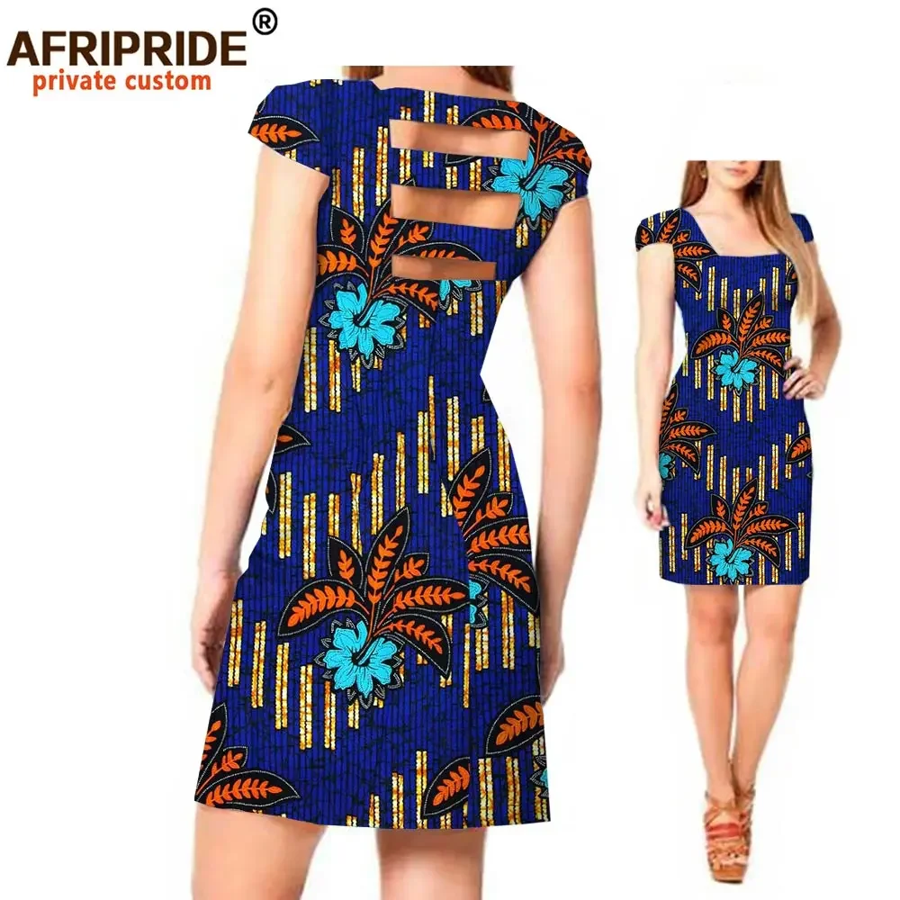 African Print Dresses for Women Sexy Party Dashiki Outfits Mini Length Short Sleeve Ankara Wax Attire AFRIPRIDE A722541