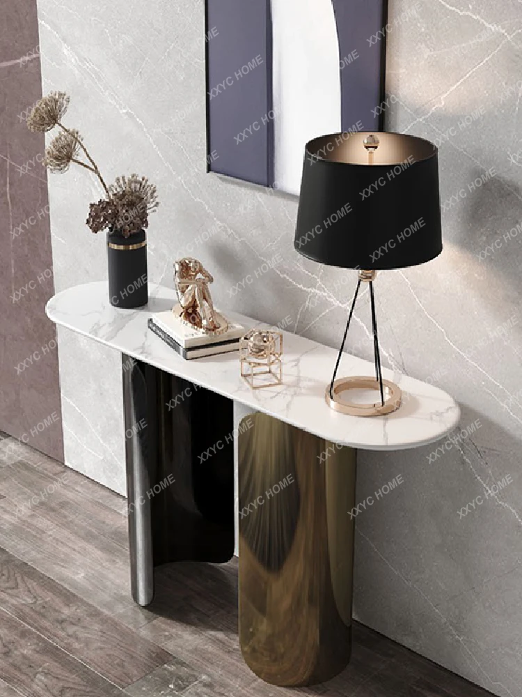 Marble Console Tables Modern Minimalist Strip against the Wall a Long Narrow Table Aisle Super Narrow Entrance Cabinet Console