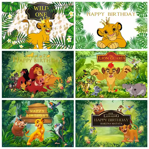 Jungle Safari Lion King Simba Theme Baby Birthday Party Photography Backdrop Forest Baby Shower Decor Background Photo Studio