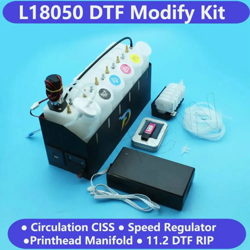 

L8050 L18050 DTF CISS Modify Ink Tank System Kit Full Set For Eco-Tank L18050 White Ink With Stirrer Mixer 11.2 Rip Speed Damper