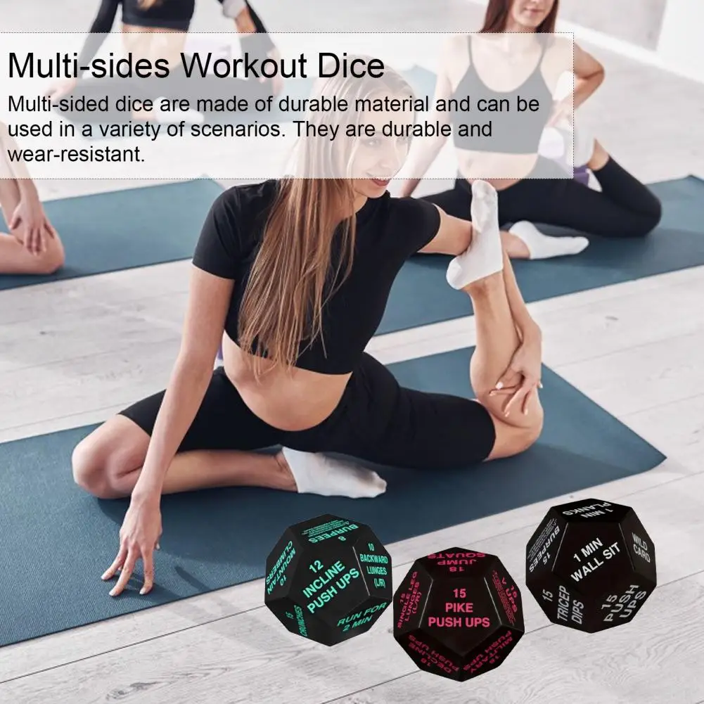 Mini Fitness Dice Multi-sides Exercise Workout Decision Dice for Home Gym Workouts Pocket Size Fitness Dice for Stress Relief