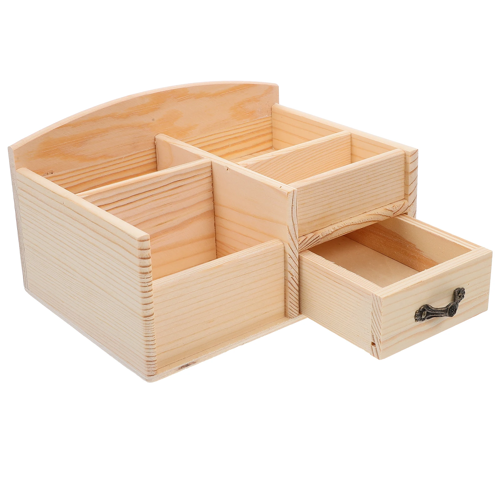

Wooden Storage Rack Multi Functional Desktop ganizer Pen Holder Drawer Small Item Bins Shelves Office Supplies for Room