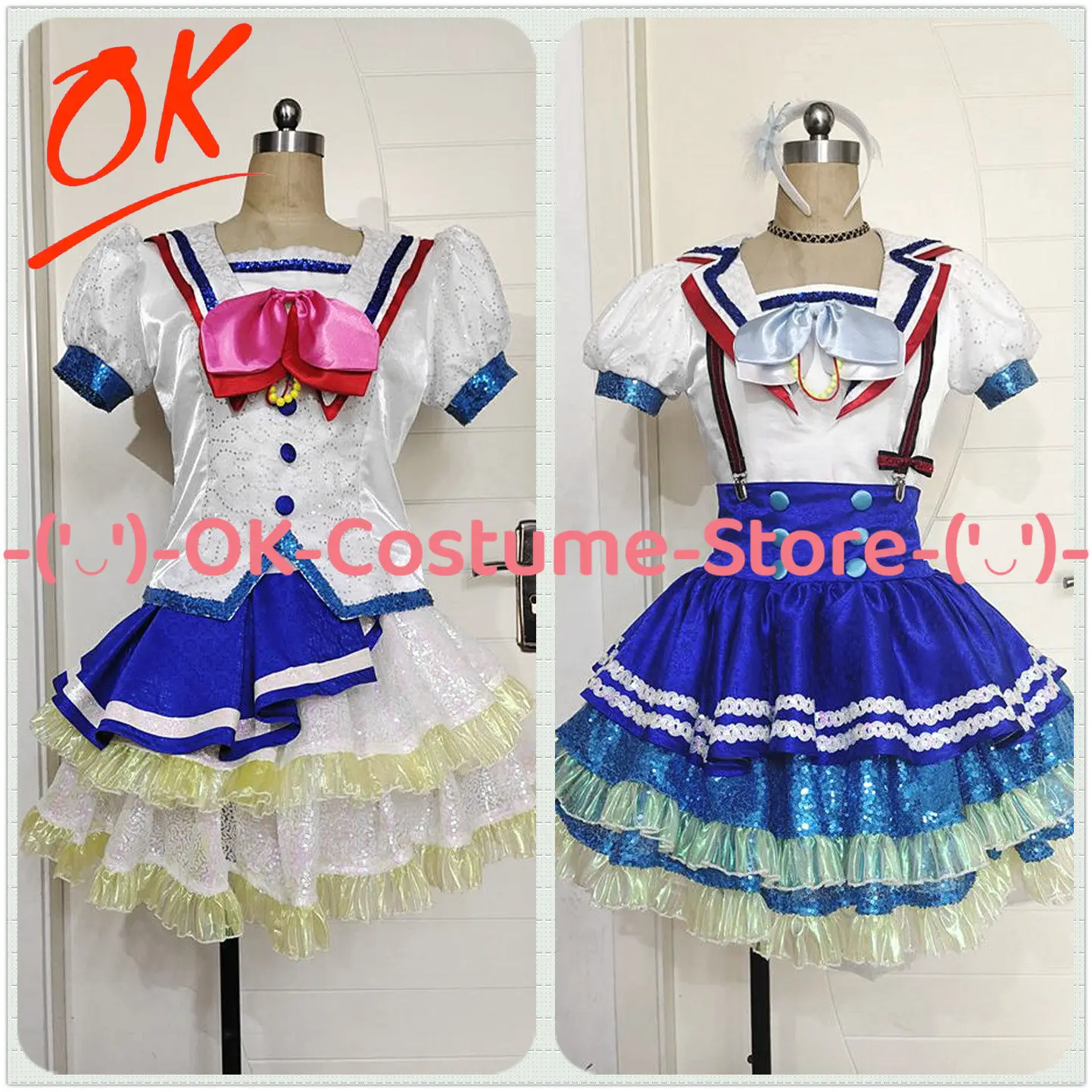 

Love Live Sunshine Chika Mari Riko Dia Ruby Kanan You Yoshiko Hanamaru Aqours Aozora Jumping Heart Cosplay Costume Outfit Dress