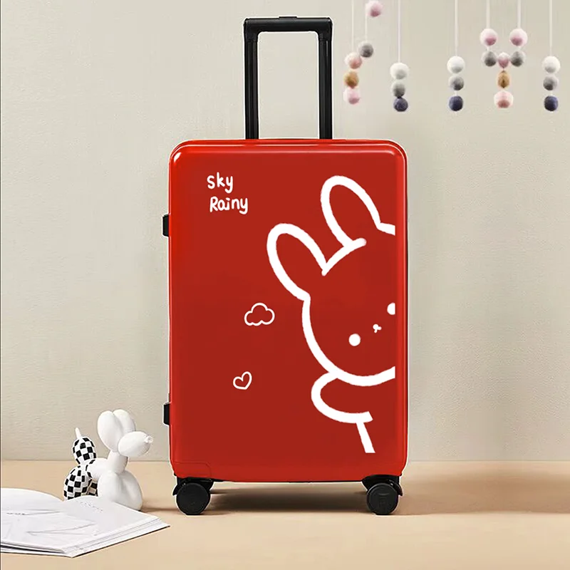 Bear rabbit children\'s suitcase schoolgirl universal wheel 20 inch luggage cartoon cute trolley box combination box