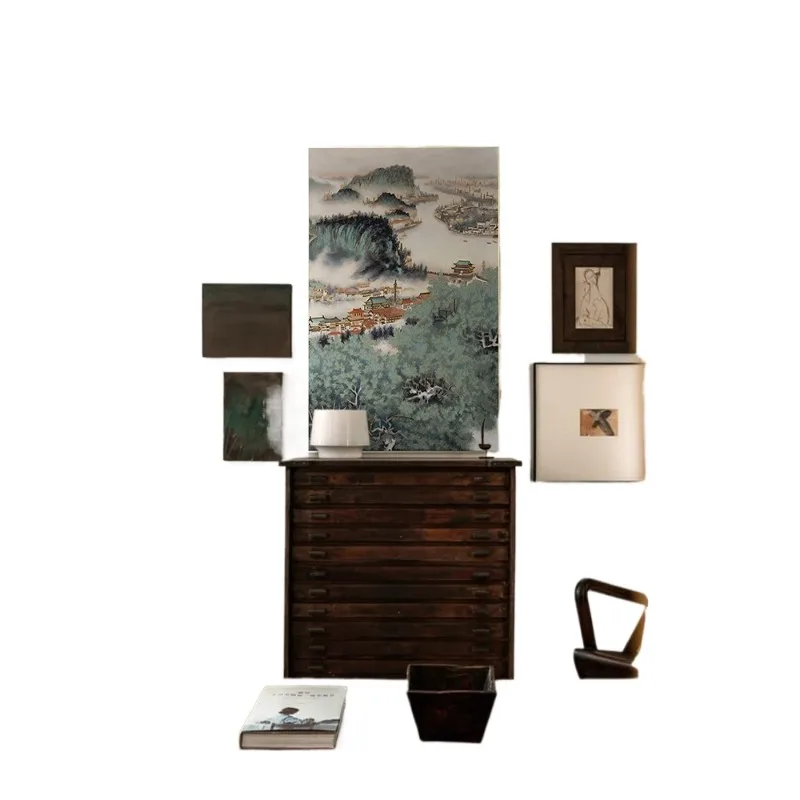 Cloisonné enamel rock color Oriental literature house master living room entrance study bedroom