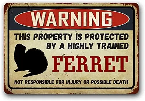 1p,Eveokoki Ferret Retro Sign,Funny Metal Signs Warning Sign Pet Gift, Exotic pet, Small Pet Tin Sign ches