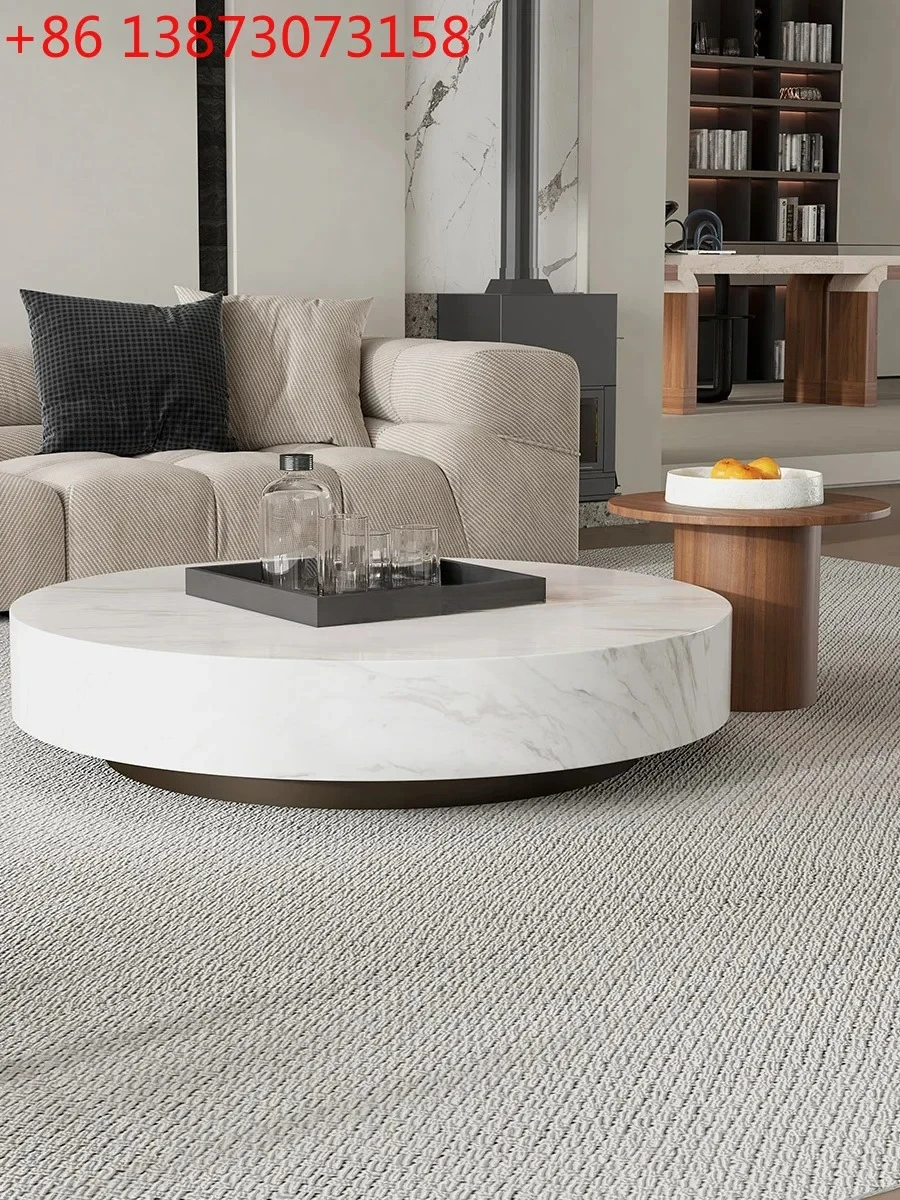

Легкий роскошный итальянский минималистичный круглый журнальный столик из натурального мрамора, креативный, высококлассный.