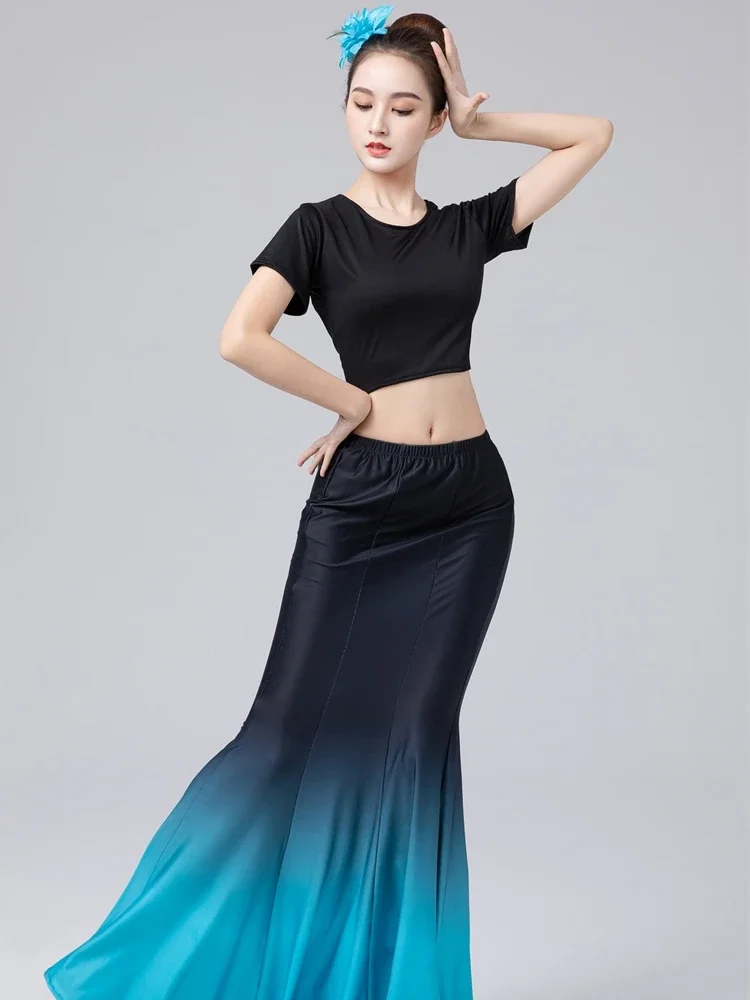 Minority Peacock Dance Costumes Dai Dance Dresses Traditional Folk Peacock Fishtail Skirt Wrap Hip Stage Performance Clothing
