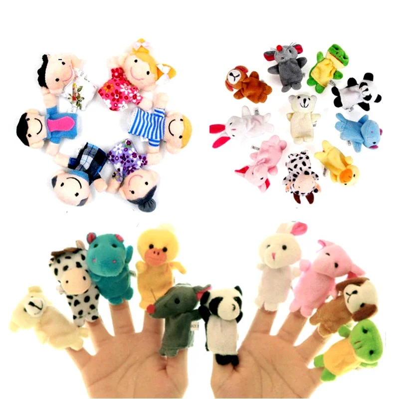 Finger Puppets Set Baby Animals Duck Plush Doll Hand Cartoon Family Hand Puppet Cloth theater Educational Toys for Kids Gifts image 2
