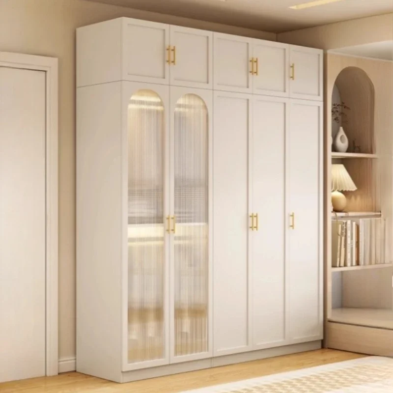 Factory Direct Open Drawers Storage Double Wardrobe Closet For Clothes Glass Door Wardrobe Wooden Home Cabinet Guarda Roupa Bedr