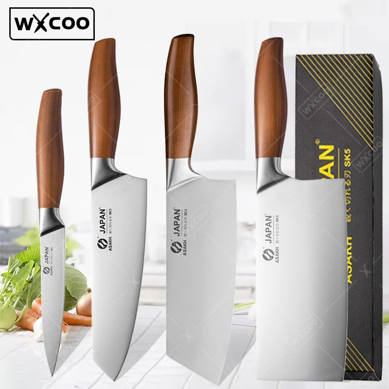 WXCOO Professional Kitchen Knives Japanese Santoku Knife Stainless Steel Fish Fillet Slicing Meat Cleaver Chef Knife Cooking