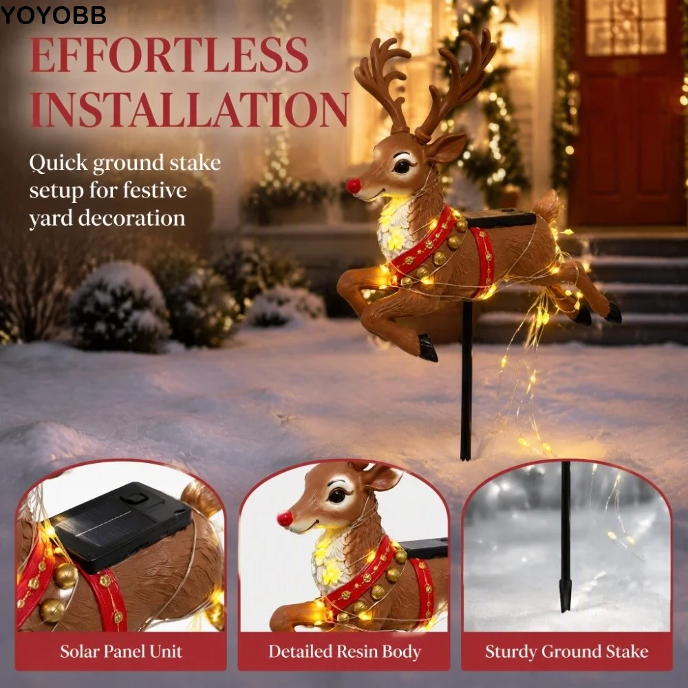 Swirling Effect Reindeer Pathway Light Energy Saving Waterproof Garden Decor Lamp Stable Light Output Long Service Life