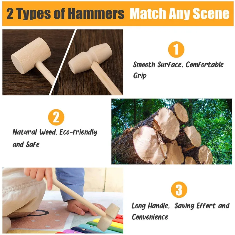 20/10/5 Pcs Mini Wooden Hammer Mallet Cake Demold Tool Jewelry Making Crab Lobster Seafood Crackers Balls Toy Kid Pounding